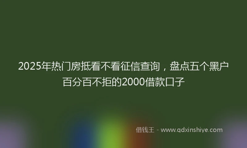2025年热门房抵看不看征信查询，盘点五个黑户百分百不拒的2000借款口子