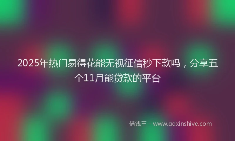 2025年热门易得花能无视征信秒下款吗，分享五个11月能贷款的平台
