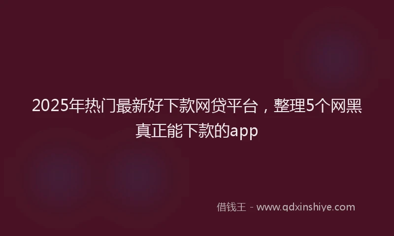 2025年热门最新好下款网贷平台，整理5个网黑真正能下款的app