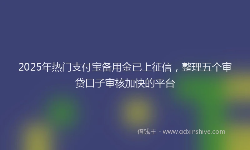 2025年热门支付宝备用金已上征信，整理五个审贷口子审核加快的平台