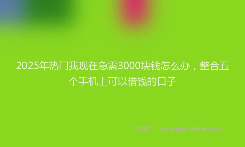 2025年热门我现在急需3000块钱怎么办，整合五个手机上可以借钱的口子