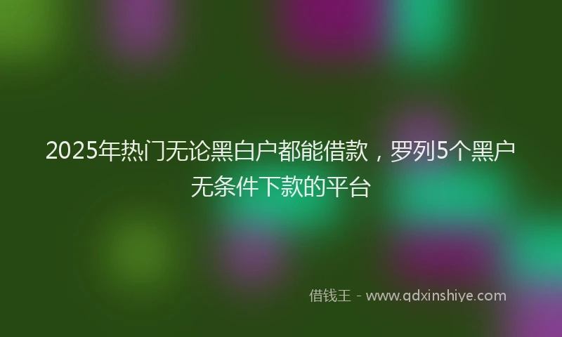 2025年热门无论黑白户都能借款，罗列5个黑户无条件下款的平台