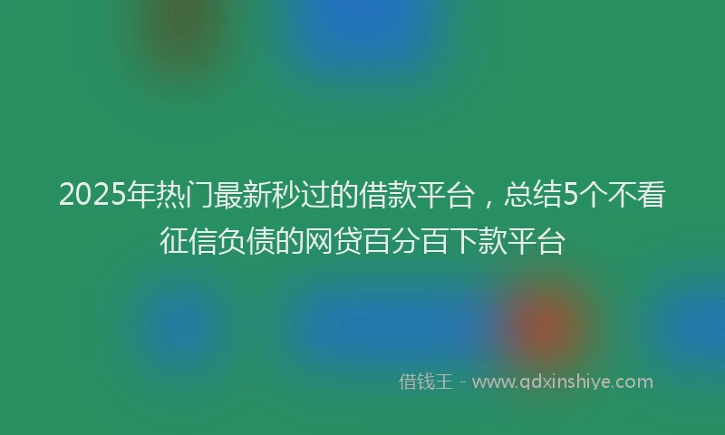 2025年热门最新秒过的借款平台，总结5个不看征信负债的网贷百分百下款平台