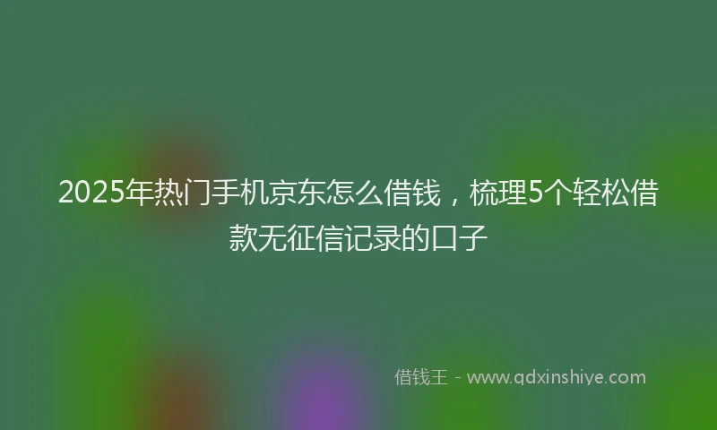 2025年热门手机京东怎么借钱，梳理5个轻松借款无征信记录的口子