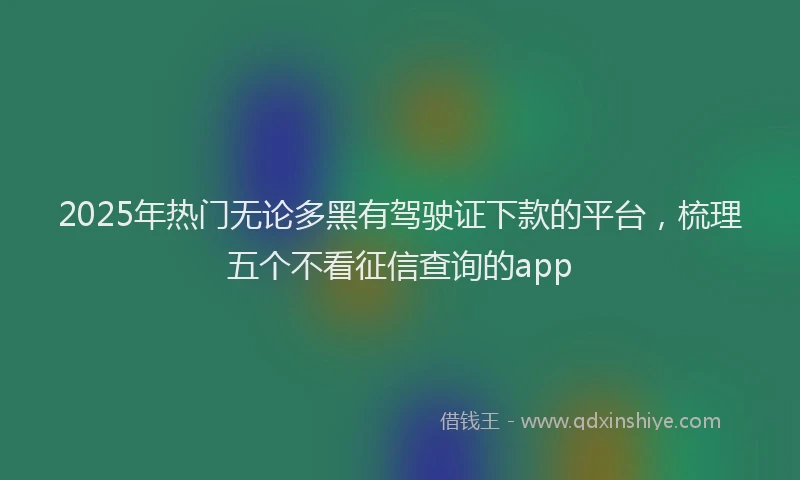 2025年热门无论多黑有驾驶证下款的平台，梳理五个不看征信查询的app