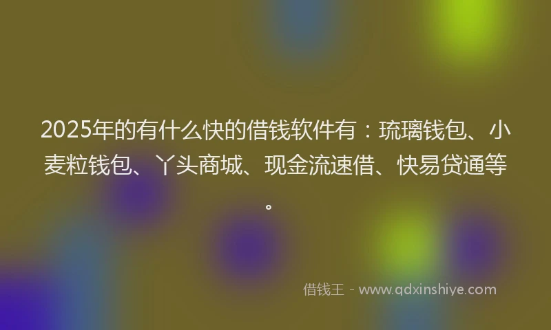 2025年的有什么快的借钱软件有：琉璃钱包、小麦粒钱包、丫头商城、现金流速借、快易贷通等。
