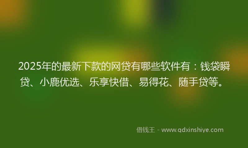 2025年的最新下款的网贷有哪些软件有：钱袋瞬贷、小鹿优选、乐享快借、易得花、随手贷等。