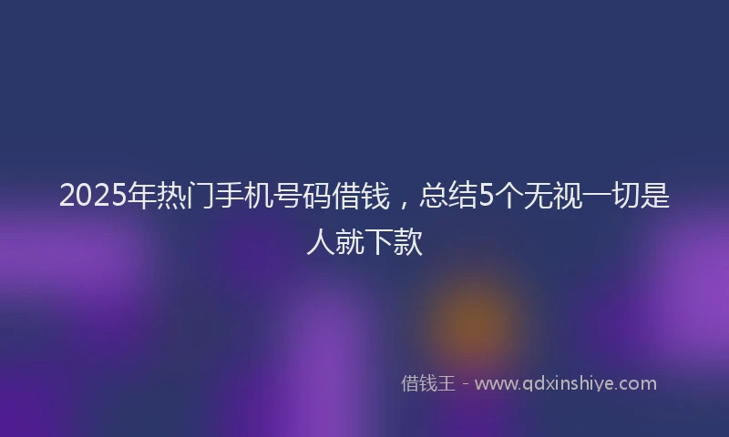 2025年热门手机号码借钱，总结5个无视一切是人就下款