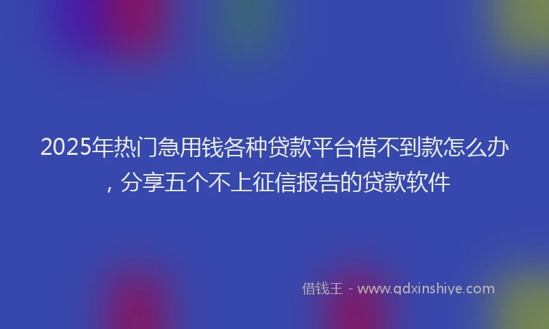 2025年热门急用钱各种贷款平台借不到款怎么办，分享五个不上征信报告的贷款软件