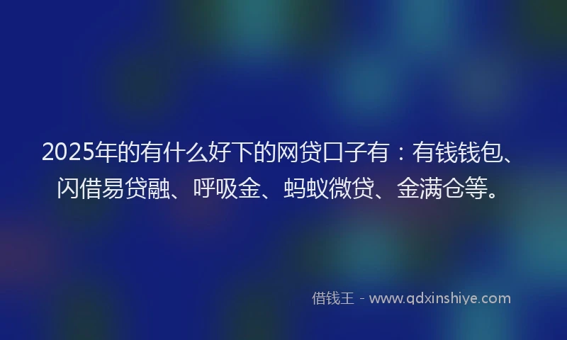 2025年的有什么好下的网贷口子有：有钱钱包、闪借易贷融、呼吸金、蚂蚁微贷、金满仓等。