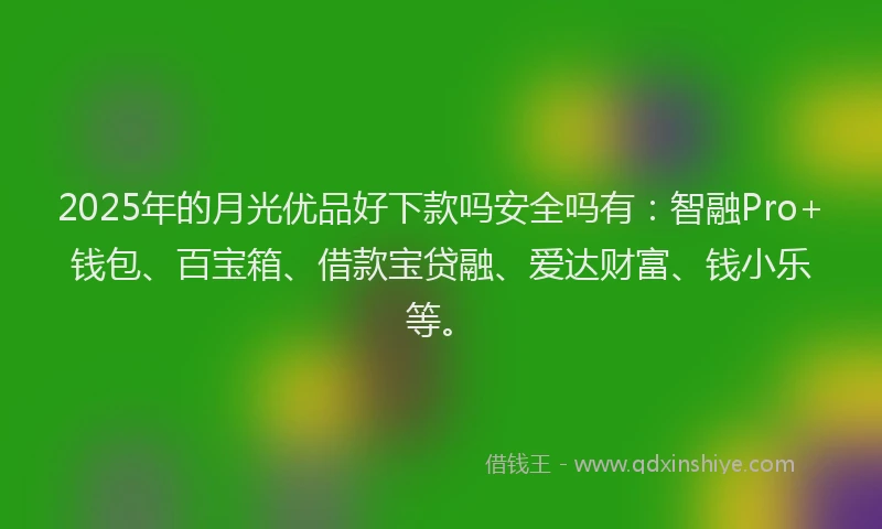 2025年的月光优品好下款吗安全吗有：智融Pro+钱包、百宝箱、借款宝贷融、爱达财富、钱小乐等。