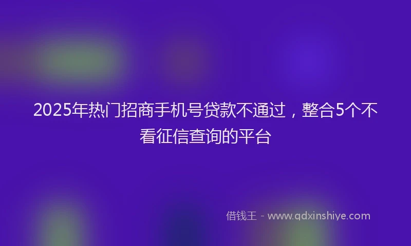 2025年热门招商手机号贷款不通过，整合5个不看征信查询的平台