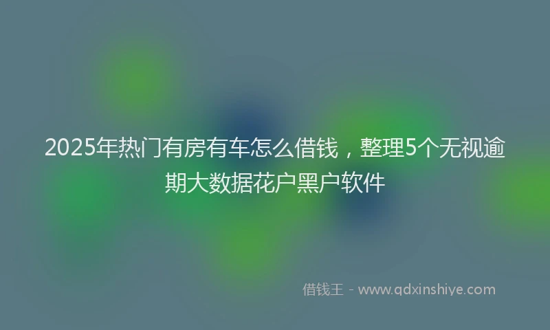 2025年热门有房有车怎么借钱，整理5个无视逾期大数据花户黑户软件