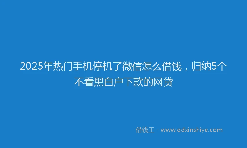 2025年热门手机停机了微信怎么借钱，归纳5个不看黑白户下款的网贷