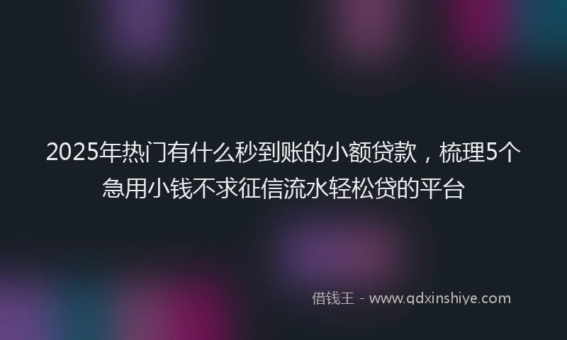 2025年热门有什么秒到账的小额贷款，梳理5个急用小钱不求征信流水轻松贷的平台