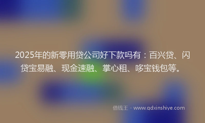 2025年的新零用贷公司好下款吗有：百兴贷、闪贷宝易融、现金速融、掌心租、哆宝钱包等。