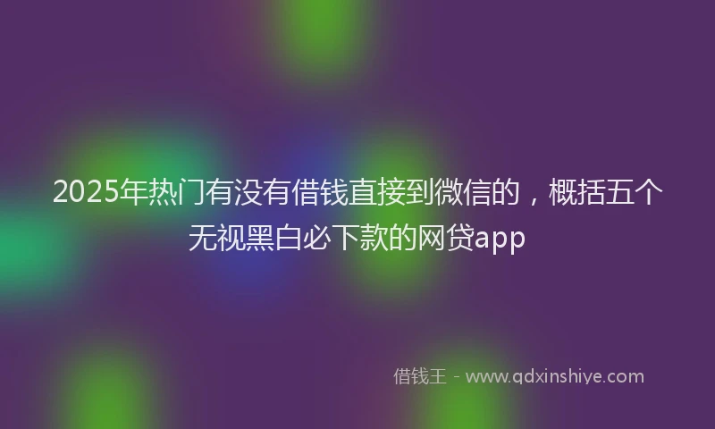 2025年热门有没有借钱直接到微信的，概括五个无视黑白必下款的网贷app