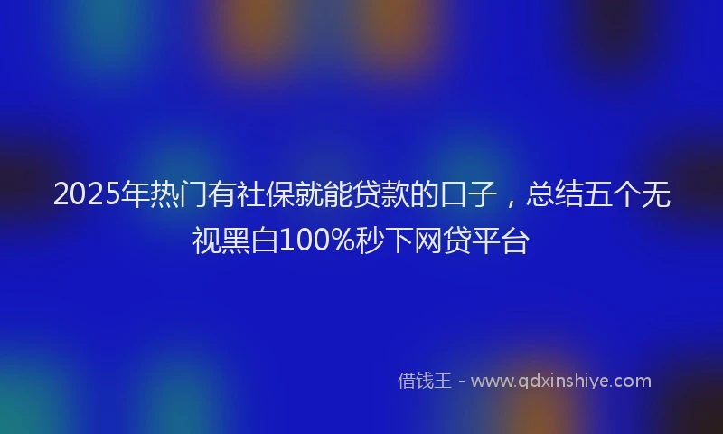 2025年热门有社保就能贷款的口子，总结五个无视黑白100%秒下网贷平台