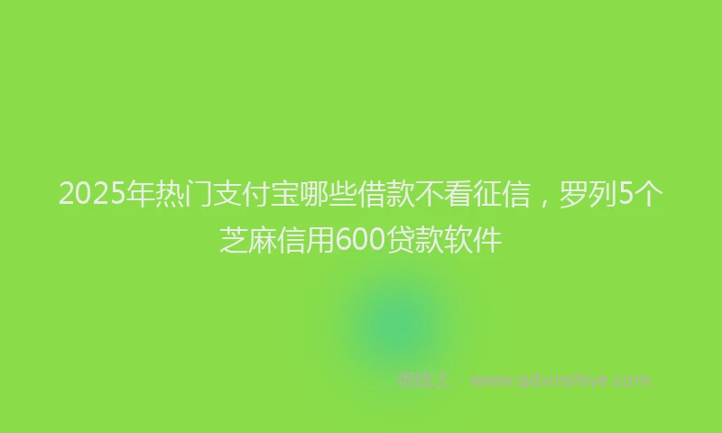 2025年热门支付宝哪些借款不看征信，罗列5个芝麻信用600贷款软件