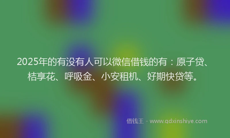 2025年的有没有人可以微信借钱的有：原子贷、桔享花、呼吸金、小安租机、好期快贷等。