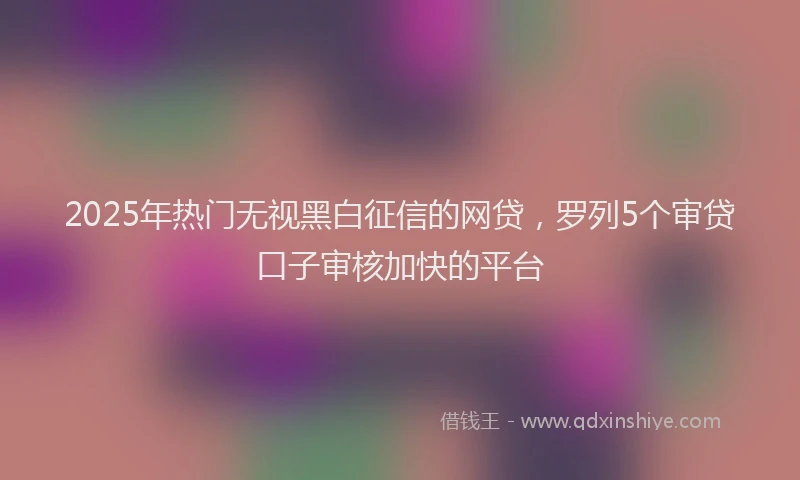 2025年热门无视黑白征信的网贷，罗列5个审贷口子审核加快的平台