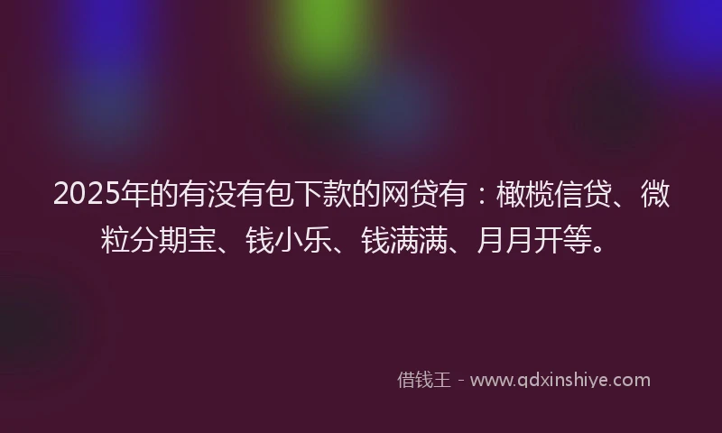 2025年的有没有包下款的网贷有：橄榄信贷、微粒分期宝、钱小乐、钱满满、月月开等。