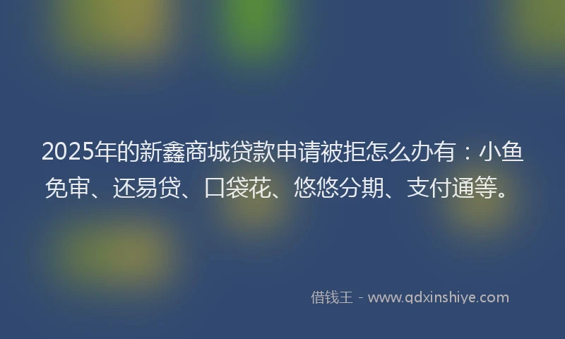 2025年的新鑫商城贷款申请被拒怎么办有：小鱼免审、还易贷、口袋花、悠悠分期、支付通等。