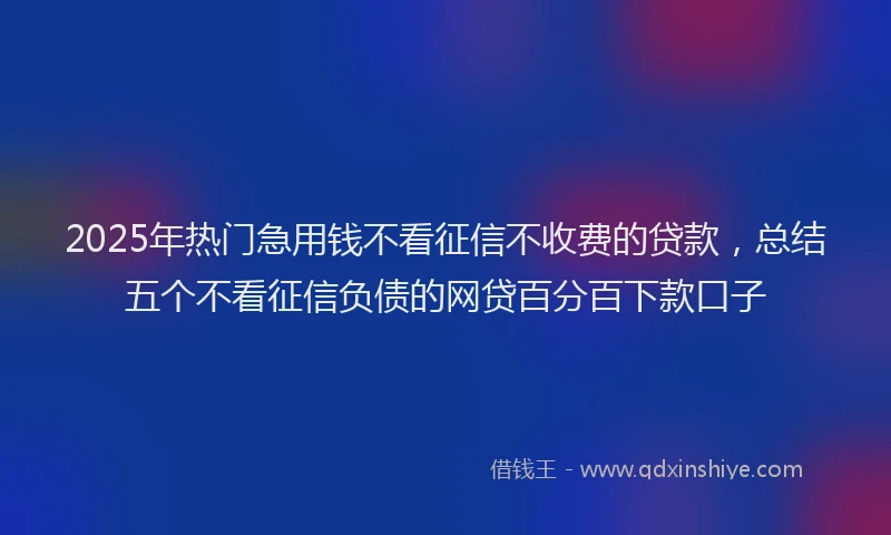 2025年热门急用钱不看征信不收费的贷款，总结五个不看征信负债的网贷百分百下款口子