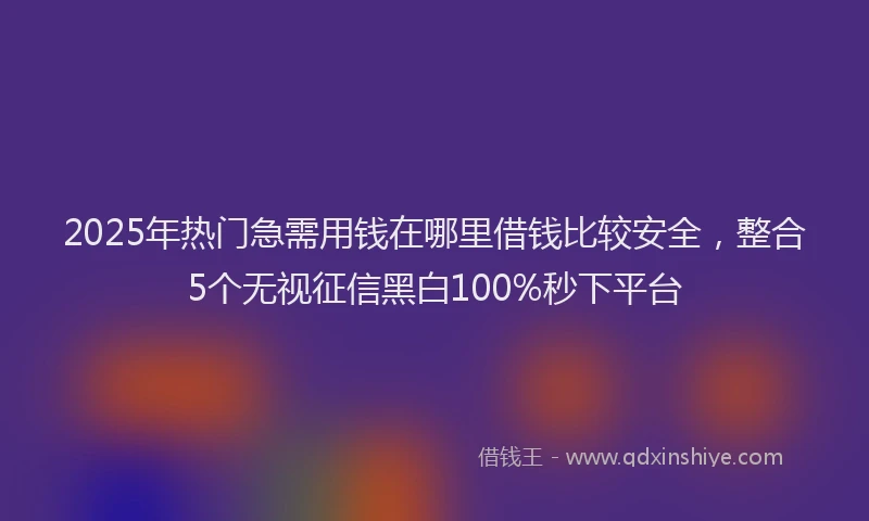 2025年热门急需用钱在哪里借钱比较安全，整合5个无视征信黑白100%秒下平台