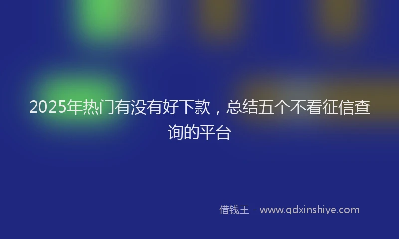 2025年热门有没有好下款，总结五个不看征信查询的平台