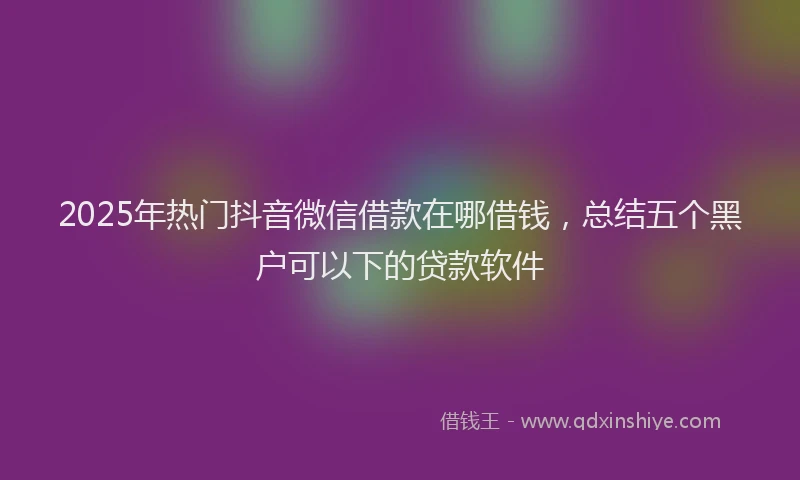 2025年热门抖音微信借款在哪借钱，总结五个黑户可以下的贷款软件