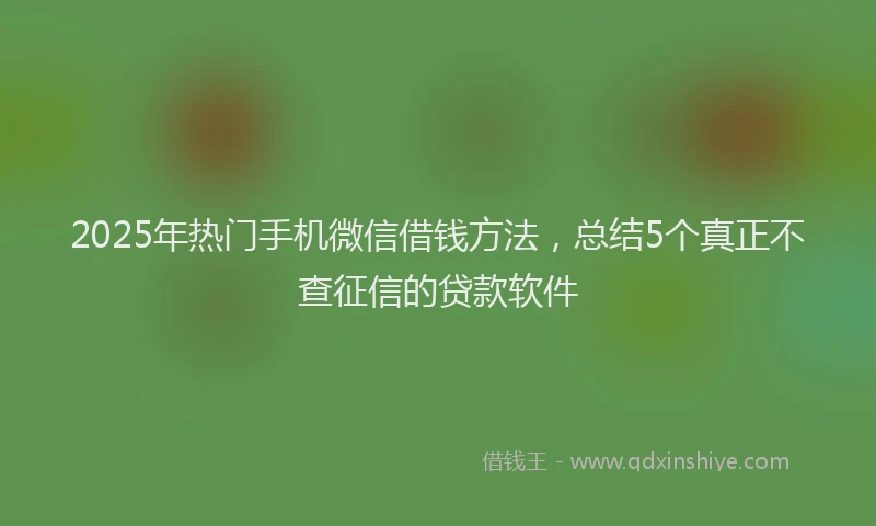 2025年热门手机微信借钱方法，总结5个真正不查征信的贷款软件