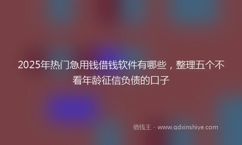 2025年热门急用钱借钱软件有哪些，整理五个不看年龄征信负债的口子