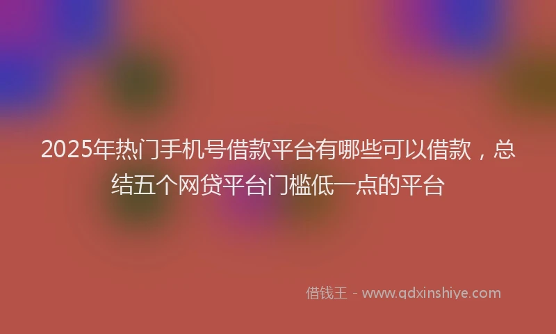2025年热门手机号借款平台有哪些可以借款，总结五个网贷平台门槛低一点的平台