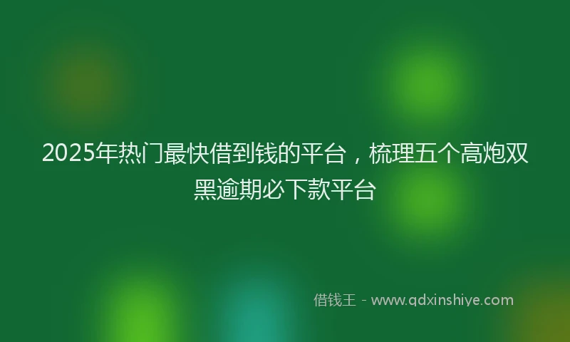2025年热门最快借到钱的平台，梳理五个高炮双黑逾期必下款平台