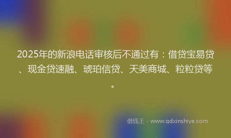 2025年的新浪电话审核后不通过有：借贷宝易贷、现金贷速融、琥珀信贷、天美商城、粒粒贷等。