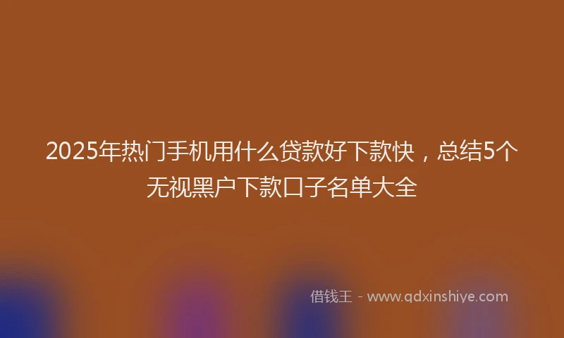 2025年热门手机用什么贷款好下款快，总结5个无视黑户下款口子名单大全