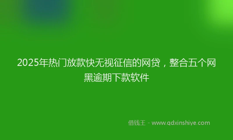 2025年热门放款快无视征信的网贷，整合五个网黑逾期下款软件