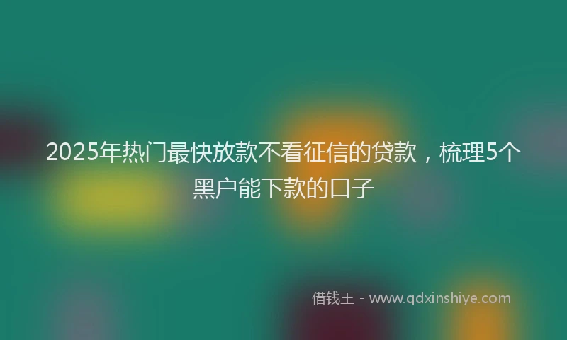2025年热门最快放款不看征信的贷款，梳理5个黑户能下款的口子