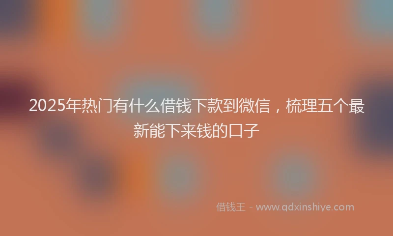 2025年热门有什么借钱下款到微信，梳理五个最新能下来钱的口子