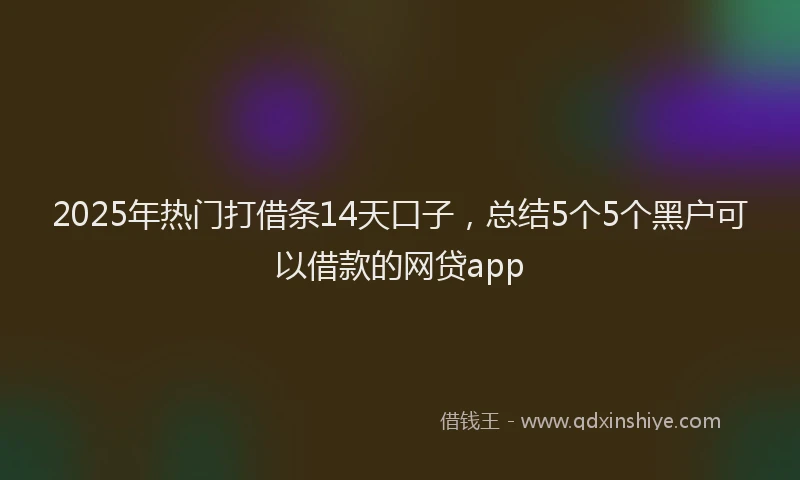 2025年热门打借条14天口子，总结5个5个黑户可以借款的网贷app