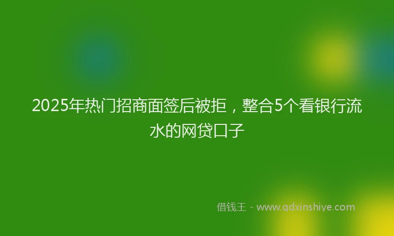 2025年热门招商面签后被拒，整合5个看银行流水的网贷口子