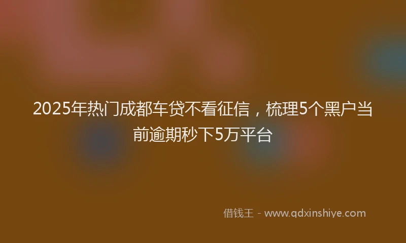 2025年热门成都车贷不看征信，梳理5个黑户当前逾期秒下5万平台