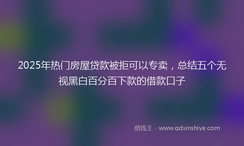 2025年热门房屋贷款被拒可以专卖，总结五个无视黑白百分百下款的借款口子