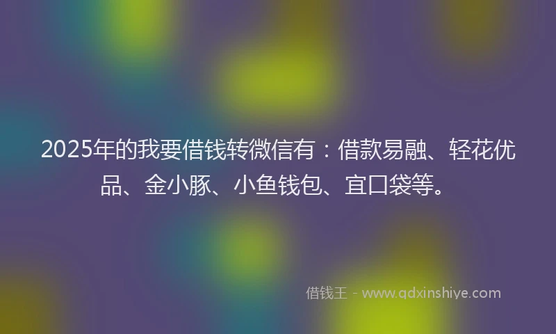 2025年的我要借钱转微信有：借款易融、轻花优品、金小豚、小鱼钱包、宜口袋等。