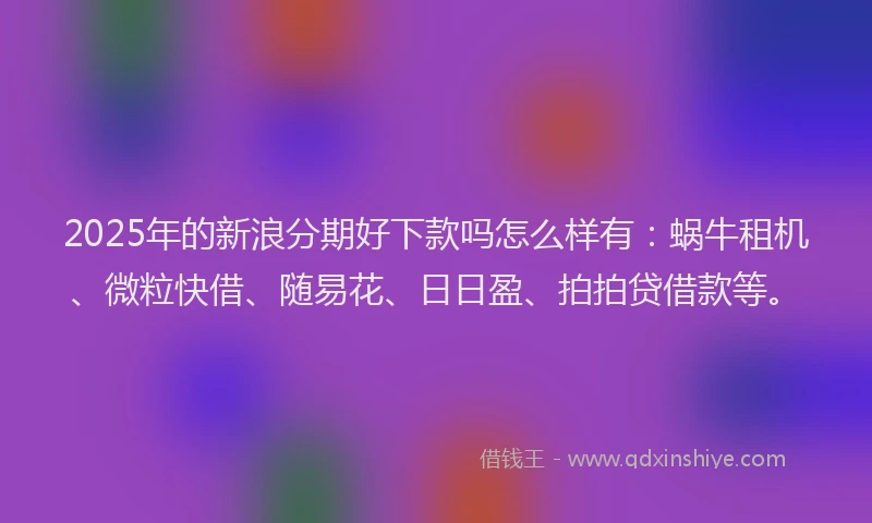 2025年的新浪分期好下款吗怎么样有：蜗牛租机、微粒快借、随易花、日日盈、拍拍贷借款等。