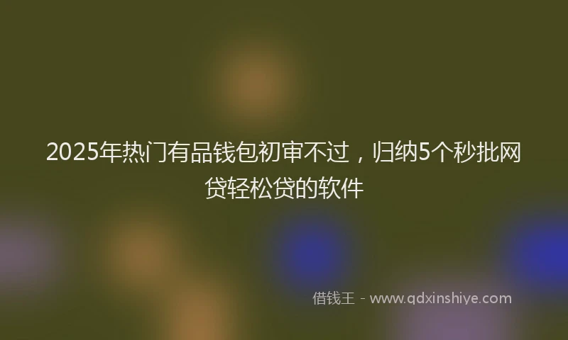 2025年热门有品钱包初审不过，归纳5个秒批网贷轻松贷的软件