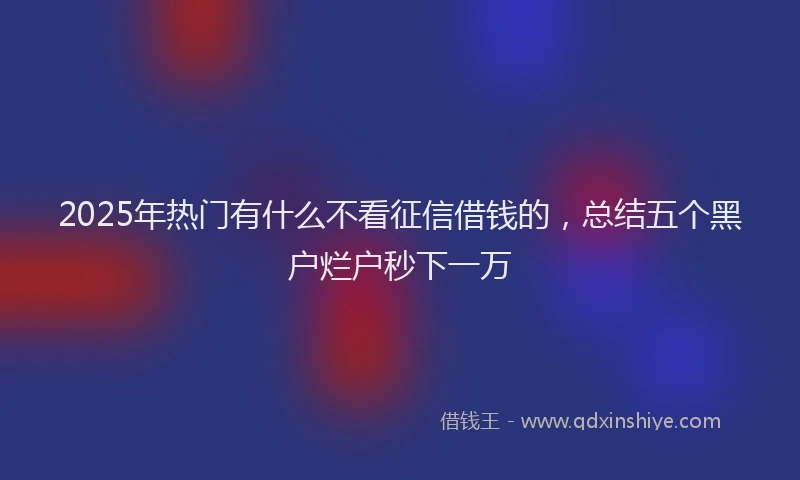 2025年热门有什么不看征信借钱的，总结五个黑户烂户秒下一万