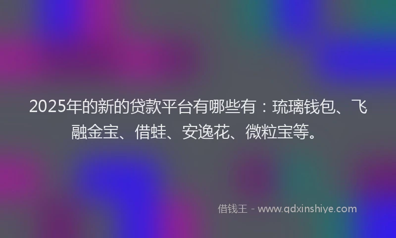 2025年的新的贷款平台有哪些有：琉璃钱包、飞融金宝、借蛙、安逸花、微粒宝等。