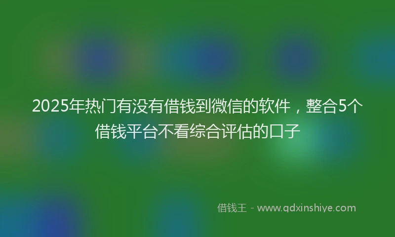 2025年热门有没有借钱到微信的软件，整合5个借钱平台不看综合评估的口子